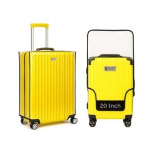 Suitcase Cover 20 Inch Trolley Bag Cover Transparent PVC Suitcase Bag Cover with Zipper Dustproof Waterproof & Cabin Bag Anti-Scratch Luggage Cover for Travel Accessories, (Black, Pack of 1, 20 Inch)