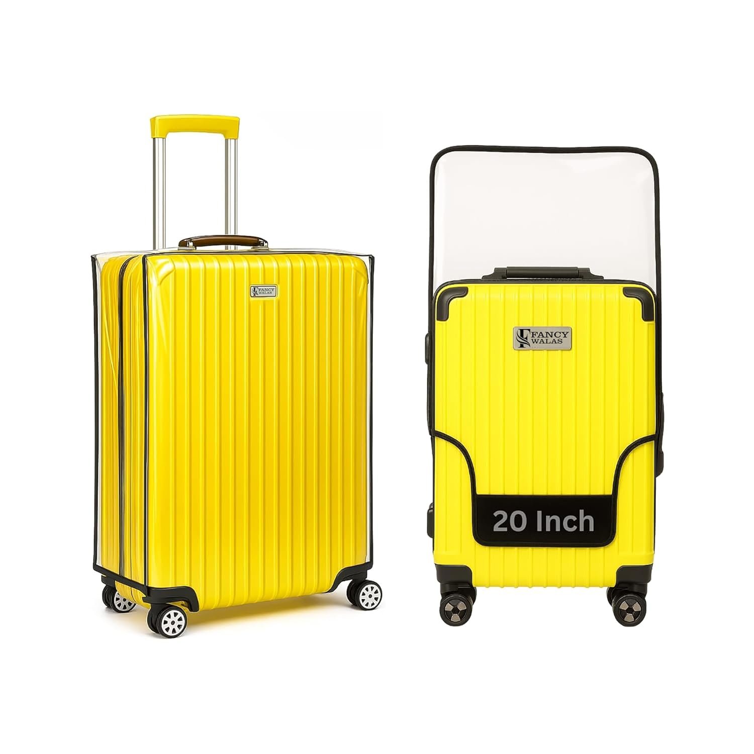 Suitcase Cover 20 Inch Trolley Bag Cover Transparent PVC Suitcase Bag Cover with Zipper Dustproof Waterproof & Cabin Bag Anti-Scratch Luggage Cover for Travel Accessories, (Black, Pack of 1, 20 Inch) Suitcase Cover 20 Inch Trolley Bag Cover Transparent PVC Suitcase Bag Cover with Zipper Dustproof Waterproof & Cabin Bag Anti-Scratch Luggage Cover for Travel Accessories, (Black, Pack of 1, 20 Inch)