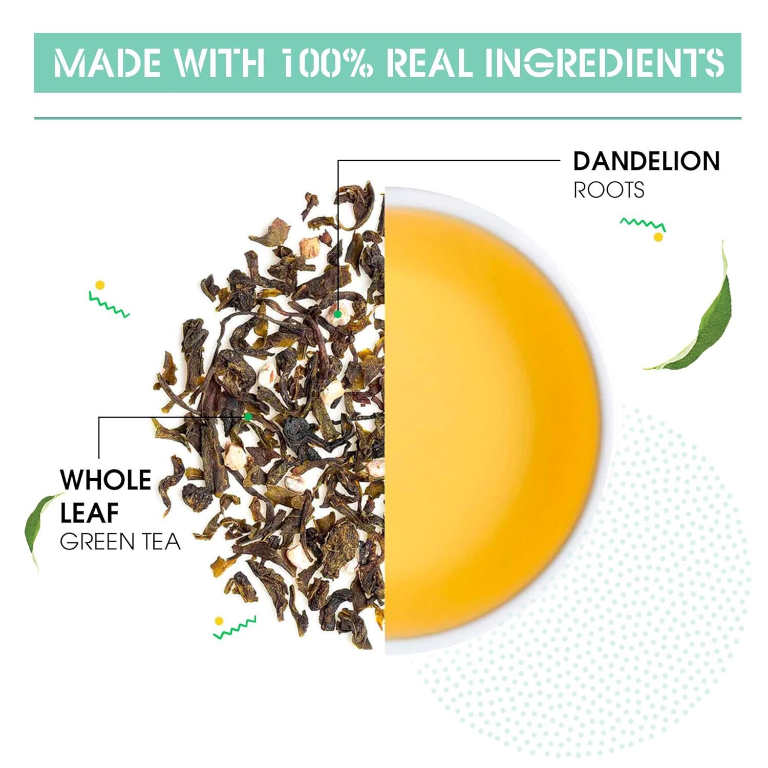 71ufvr2j6l. sl1500 Teabox Premium Green Tea With Dandelion Roots | Whole Leaf & 0% Bitterness | Green Tea From The Himalayas | 25 Tea Bags (Low Caffeine)