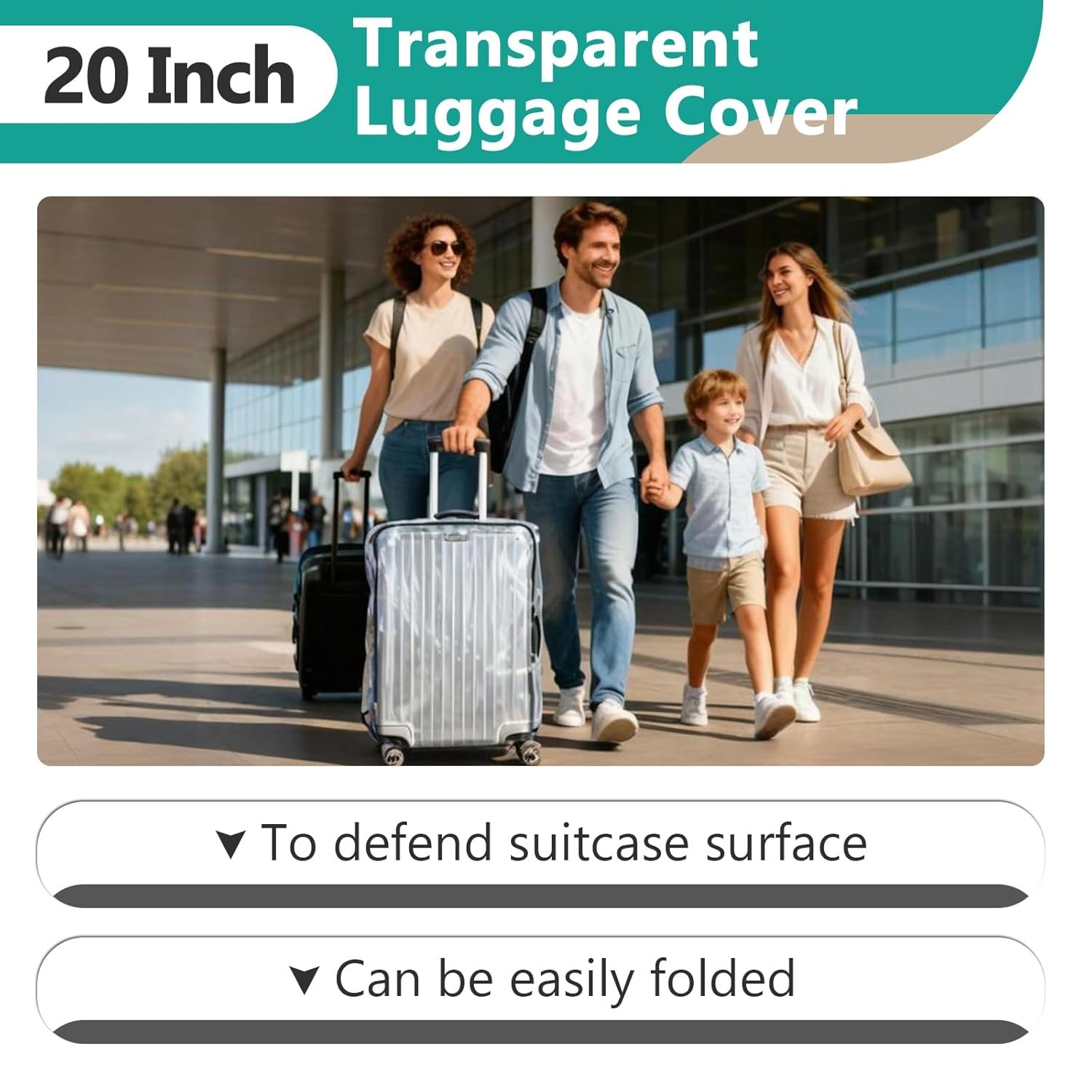 71zfgghzvjl. sl1500 20 Inch Luggage Cover, Transparent PVC Suitcase Protector, Water-Resistant and Scratch-Resistant Travel Cover Suitable for Travel Accessories