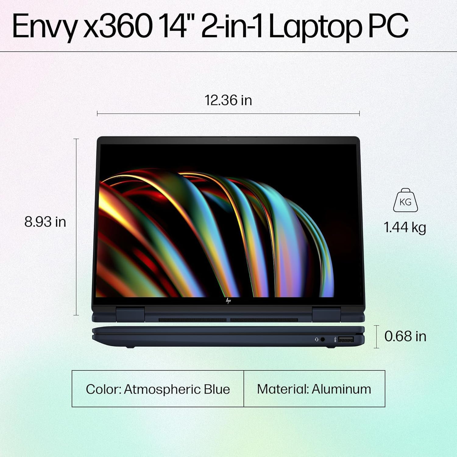 71asm4wvsel. sl1500 HP Envy x360 AI Laptop, Intel Core Ultra 5 125U, 12 TOPS, 16GB LPDDR5, 512GB SSD, (Win11, Office24, Blue, 1.44 kg) Touchscreen, 3K, OLED, 14-inch (35.6cm), Integrated graphics, 5MP IR camera, fc0178TU