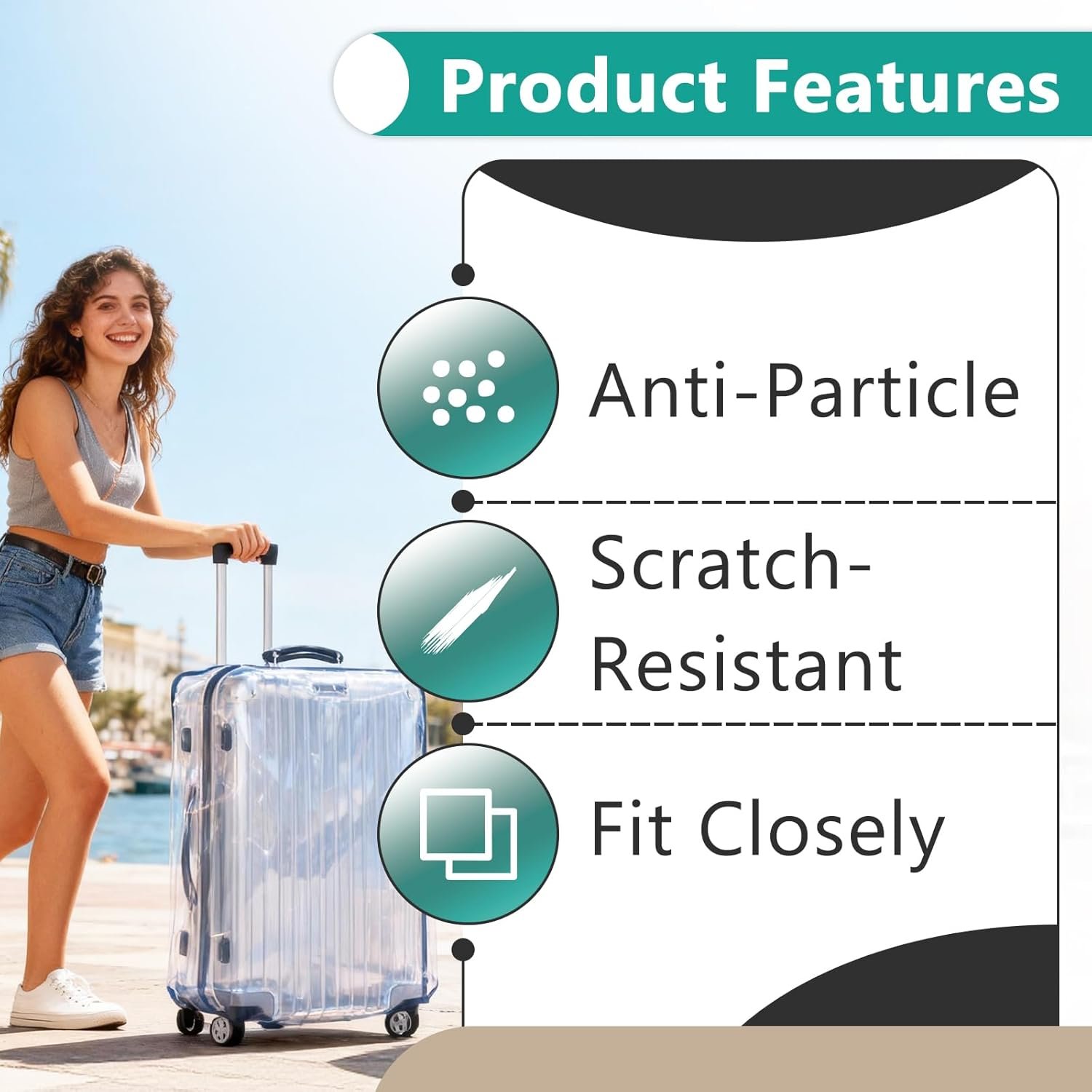 71ibvn52grl. sl1500 20 Inch Luggage Cover, Transparent PVC Suitcase Protector, Water-Resistant and Scratch-Resistant Travel Cover Suitable for Travel Accessories