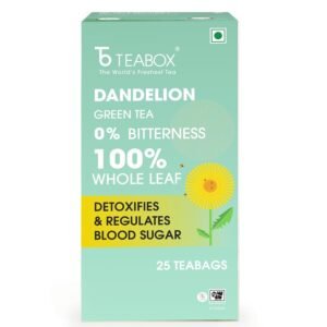 Teabox Premium Green Tea With Dandelion Roots | Whole Leaf & 0% Bitterness | Green Tea From The Himalayas | 25 Tea Bags (Low Caffeine)