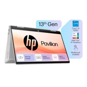 HP Pavilion x360, 13th Gen Intel Core i5-1355U Laptop (16GB DDR4, 512GB SSD),Touchscreen,IPS, 14''(35.6cm) FHD,Win 11, M365 Basic(1yr), Office Home 24, Silver,1.5kg, Iris Xe, 5MP Camera, ek1148TU