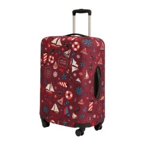 AMPEREUS® Trolley Bag Cover for Suitcase | Protective Cover for 28 Inch Luggage | Stylish Maroon Print Polyester Bag Covers for Large Trolley Suitcase