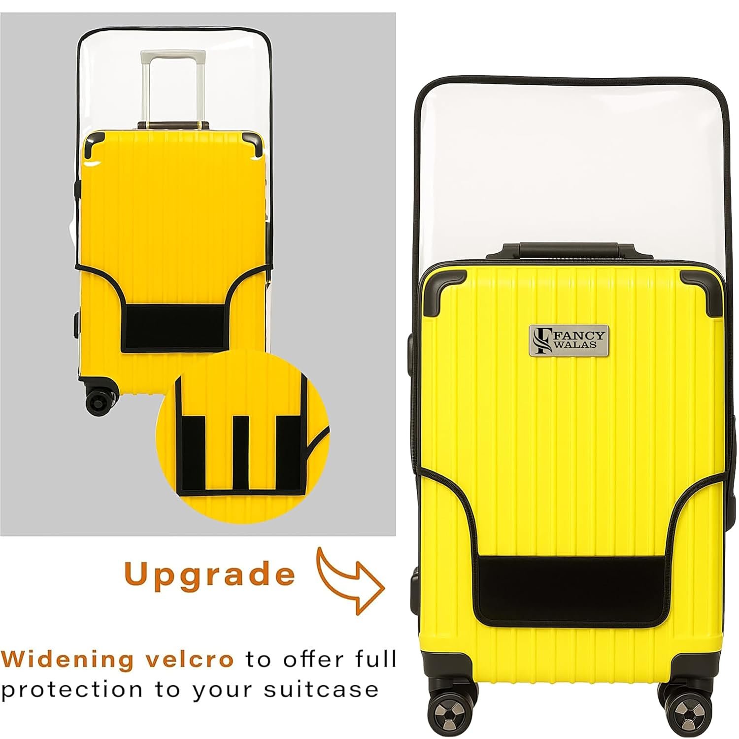71y10ogzxsl. sl1500 Suitcase Cover 20 Inch Trolley Bag Cover Transparent PVC Suitcase Bag Cover with Zipper Dustproof Waterproof & Cabin Bag Anti-Scratch Luggage Cover for Travel Accessories, (Black, Pack of 1, 20 Inch)
