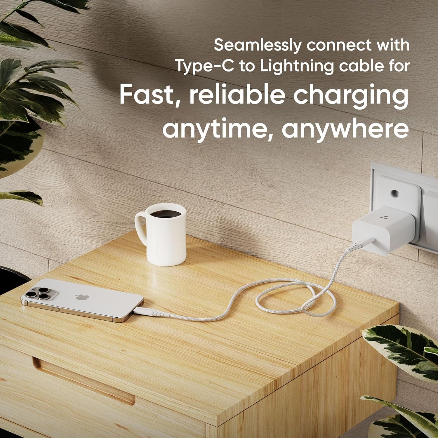 818x5 tjpzl. sl1500 Ambrane Type-C to Lightning Cable, 22.5W Fast Charging, 480Mbps Data Sync Cable Compatible with iPhone, iPad, Macbook, iMac, AirPods, 1.25m (ABTL-125 White)