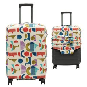 BIGWING Protective Cover in Polyester Fabric with Mosaic Print for | Small Size 20' inch 55 cm | Hard Luggage Trolley Bag Cover (Fits Only On Fiber - Plastic Trolley Bag)