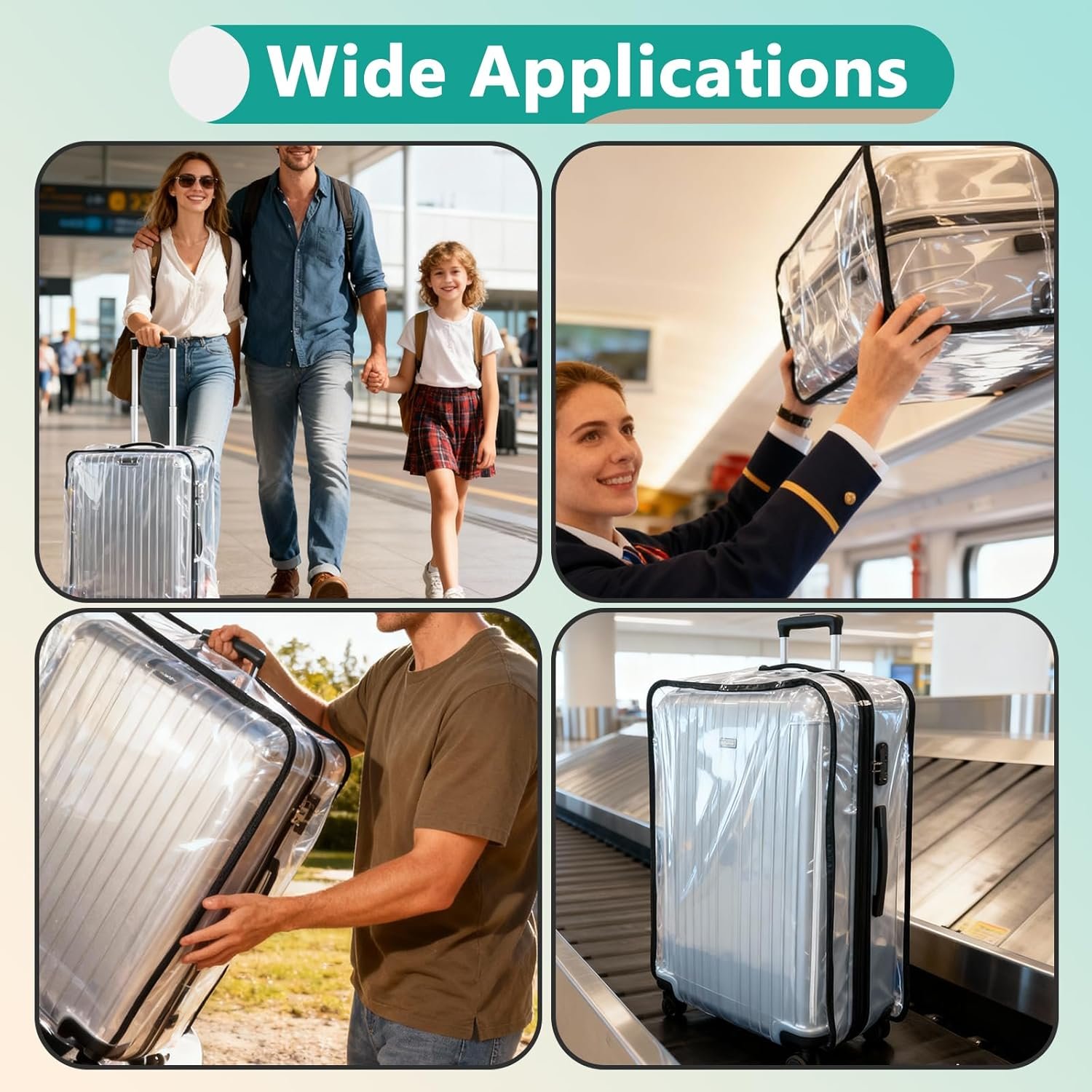 81lzx6bhill. sl1500 20 Inch Luggage Cover, Transparent PVC Suitcase Protector, Water-Resistant and Scratch-Resistant Travel Cover Suitable for Travel Accessories