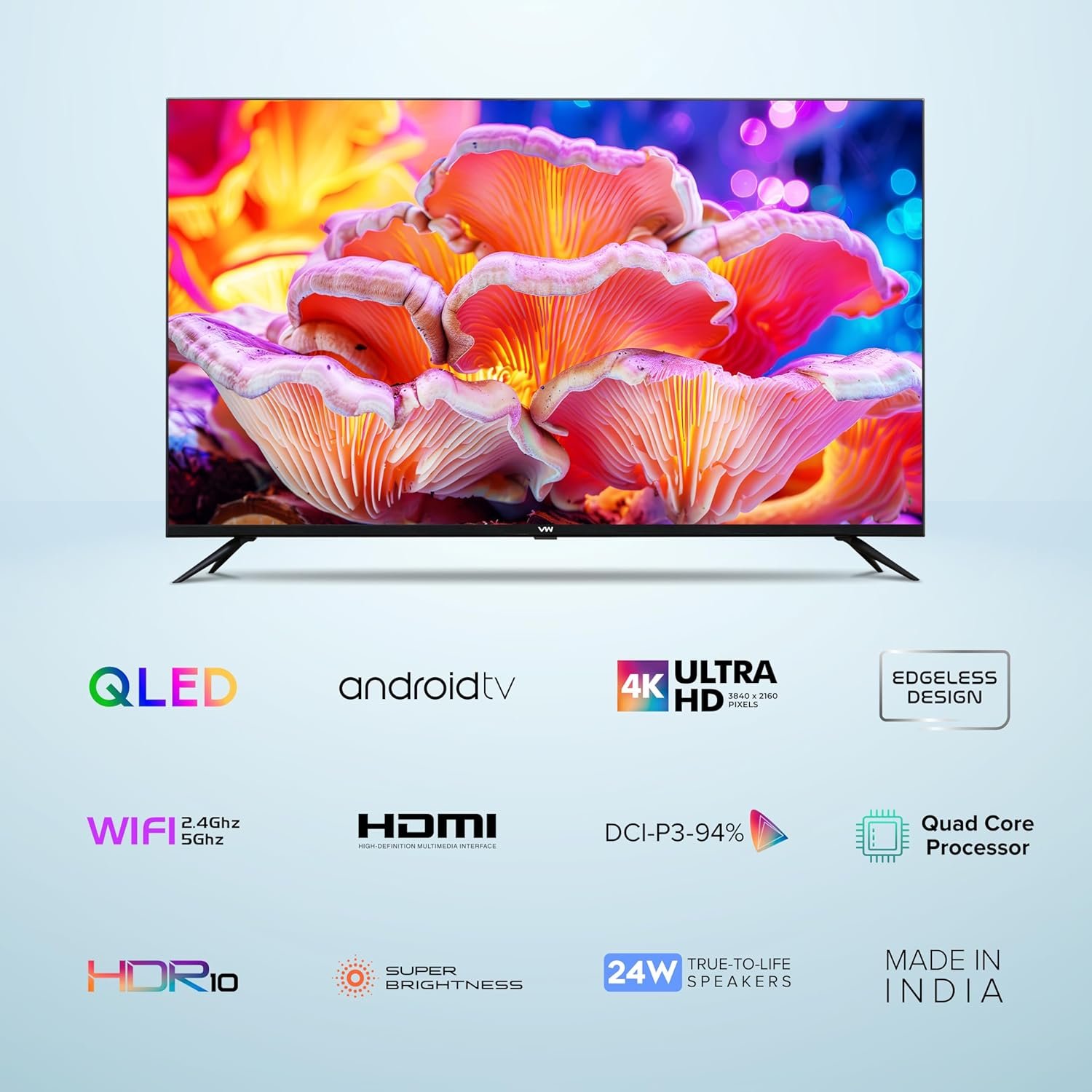 81mn48lpb l. sl1500 VW 109 cm (43 inches) Glow Series 4K UHD Smart QLED Android TV VW43PRO+ (Black)