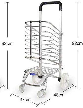 41jzmdpzpxl AR Mall 4 Wheel Shopping Trolley for Grocery Foldable Cart Portable Vegetable Shopping Trolley with Wheels Luggage Transfer Trolley Shopping Mall Super Market Hand Truck Cart for Home (4 Wheel)