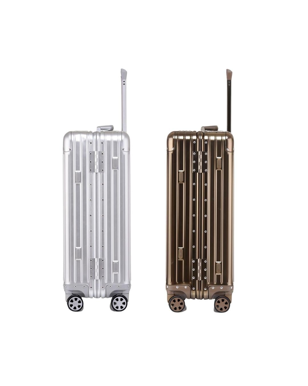 51as0yyb9jl. sl1350 PYB Autograph 20 inch Aluminium Luggage Set of 2 – Premium Zipless Trolley Bags with TSA Lock, 8 Silent Spinner Wheels, Compression Straps, Divider – Hardcase Travel Suitcase (Silver and Gold)