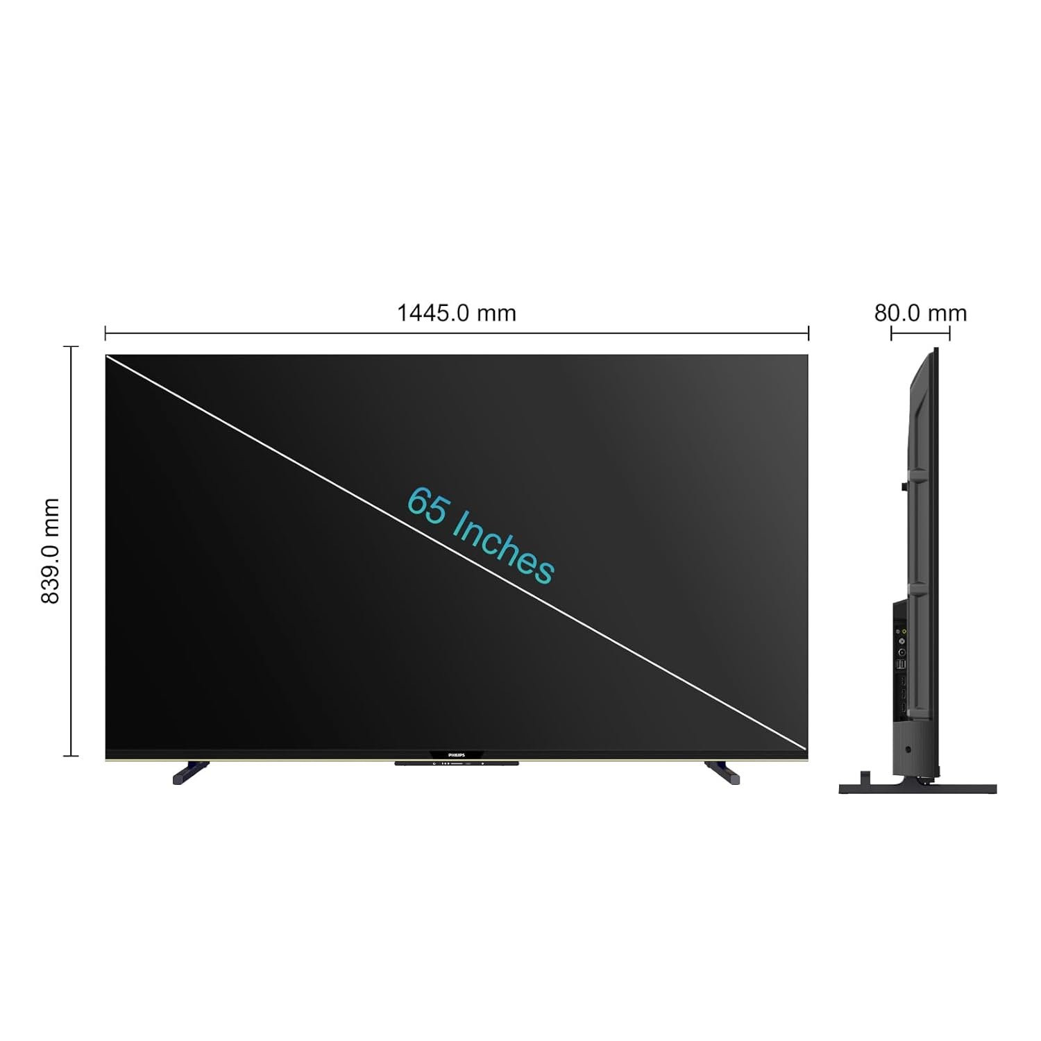 51cj3eyall. sl1500 Philips 164 cm (65 inches) 4K Ultra HD QLED Smart QD-Mini LED Google TV 65MLED610/94