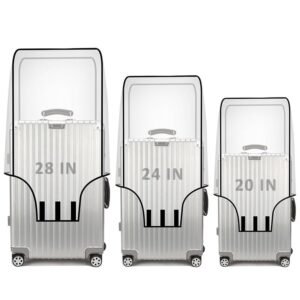 Waterproof Trolley Bag Cover Set of 3/Zippered Clear PVC Transparent Suitcase Cover/Luggage Cover/Traveling Bags Cover/Trolly Bag Cover/Travel Cabin Bag Cover/Suit case Covers