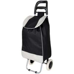 Foldable Shopping Trolley Bag with Wheels | Grocery & Vegetable Cart | Lightweight Rolling Utility Trolley for Travel & Daily Use | Durable Frame Portable Luggage Carrier (Black, SD-1)