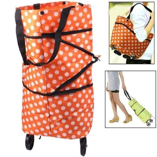 51l jqqgqll Polyester Trolley Luggage Bags Traveling Vegetable Grocery Clothing Bag with Light Weight and Medium Size with Wheels for Girls Boys Women Ladies Men Multi Color