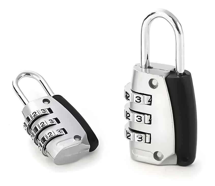 51p5i4jhzil Cyrox Portable 3 Digit Travel Combination Pad Lock | Secure Code Password Lock for Bags, Trolley, Gym, School, Suitcase & Luggage, Strong, Resettable & Anti-Theft (1Pcs)