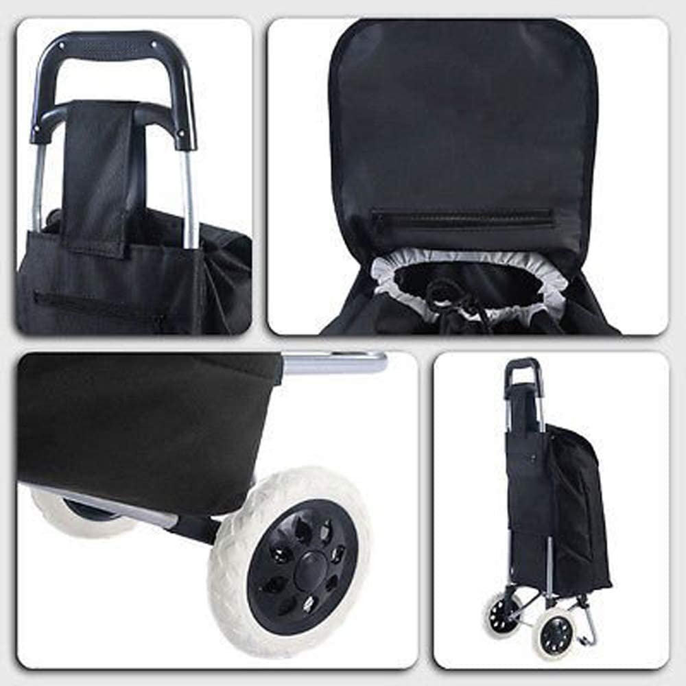 51rw9yxby l. sl1000 Foldable Shopping Trolley Bag with Wheels | Grocery & Vegetable Cart | Lightweight Rolling Utility Trolley for Travel & Daily Use | Durable Frame Portable Luggage Carrier (Black, SD-1)