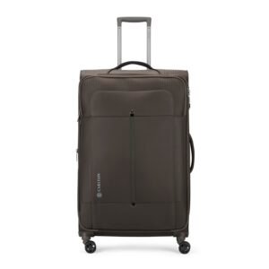 Carlton Tuxedo | Check-in Trolley Bag, 79 Cm Large Softsided Luggage | 8 Wheels, TSA Lock | Polyester | Premium Suitcase for Travel | 5 Year International Warranty | Mole Brown