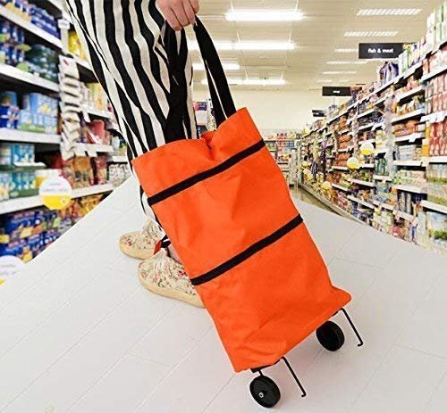 51ejqvkh4l Polyester Trolley Luggage Bags Traveling Vegetable Grocery Clothing Bag with Light Weight and Medium Size with Wheels for Girls Boys Women Ladies Men Multi Color