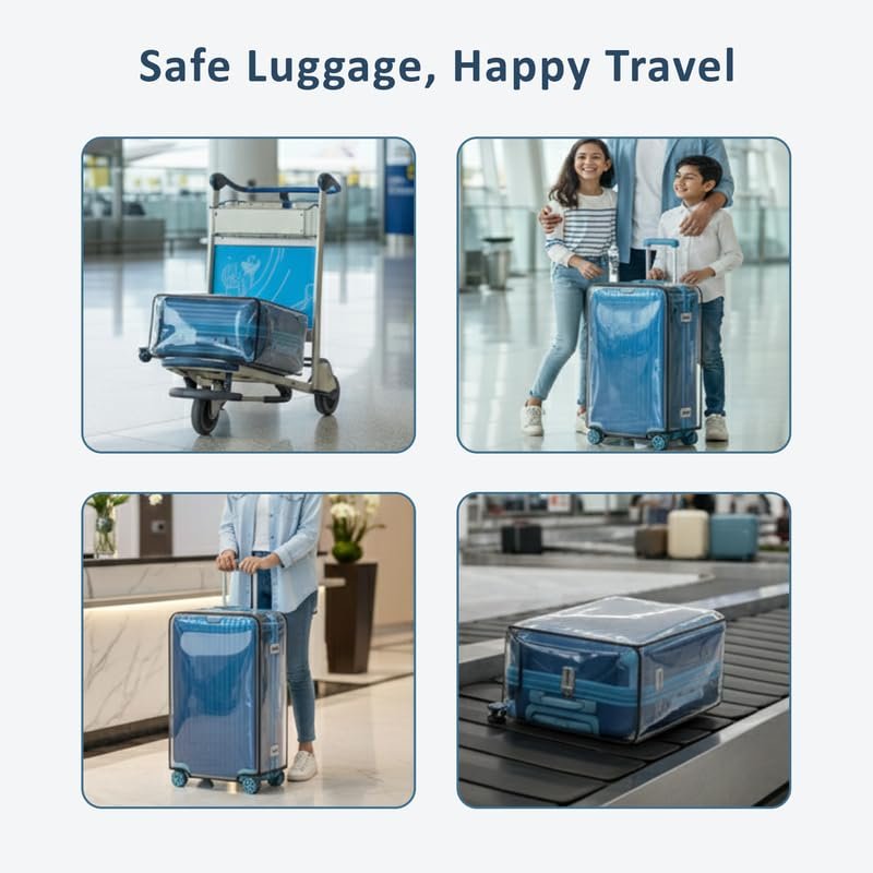 51fxty8it l Waterproof Trolley Bag Cover Set of 3/Zippered Clear PVC Transparent Suitcase Cover/Luggage Cover/Traveling Bags Cover/Trolly Bag Cover/Travel Cabin Bag Cover/Suit case Covers