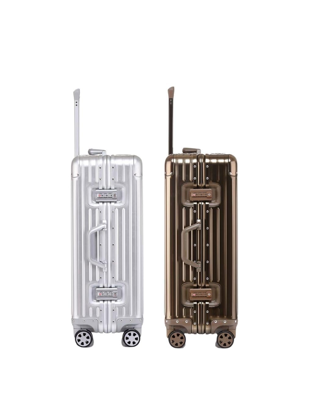 51lbffmiavl. sl1350 PYB Autograph 20 inch Aluminium Luggage Set of 2 – Premium Zipless Trolley Bags with TSA Lock, 8 Silent Spinner Wheels, Compression Straps, Divider – Hardcase Travel Suitcase (Silver and Gold)