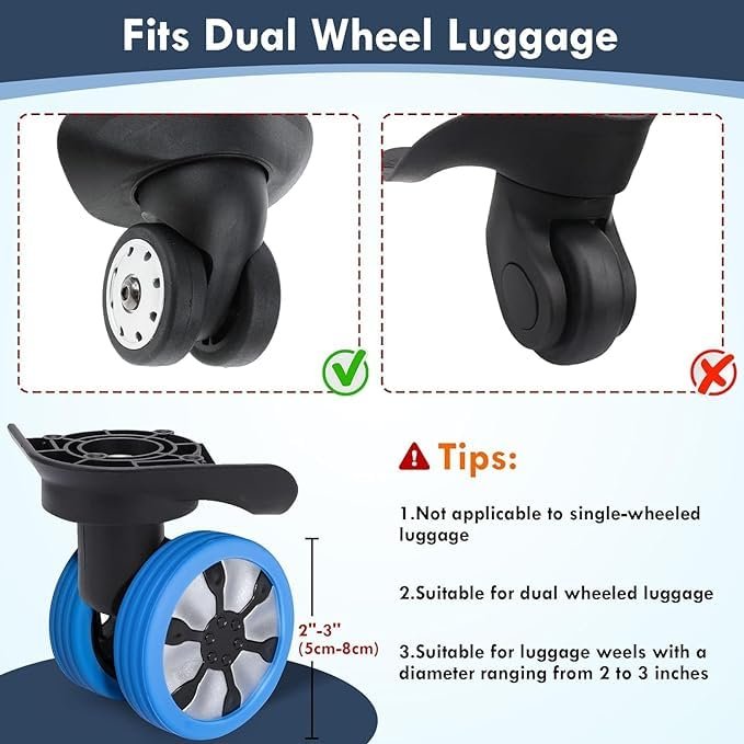 51nh1tnx2tl YEPZY Travel Luggage Wheel Cover,Luggage Wheels Protection Covers,Silicone Suitcase Wheel Covers,Wheel Protector, Shock-Proof, Anti Scratch, for Protect Suitcase Wheels, Reduce Noise (Blue, 16)