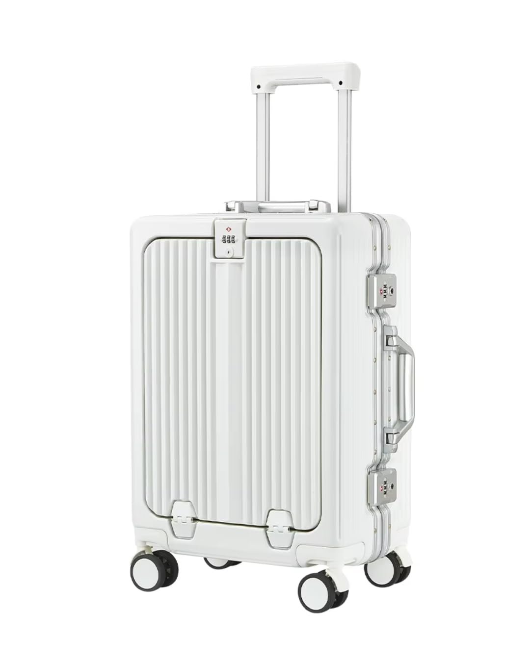 51vtthkfhul. sl1350 PYB Quest – Cabin Zipless Aluminium Frame+PC Suitcase Trolley, Laptop Compartment, Mobile-Cup Holder, Hooks, TSA Lock, Noiseless 360° Rotating 8 Wheels (White)