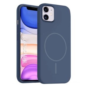 iPhone 11 Silicone Magsafe Case | Shock Proof Design & Camera Protection | Premium Rubberised Apple iPhone 11 Cover (Microfiber Lining) | Magnetic Liquid Silicone - Navy Blue