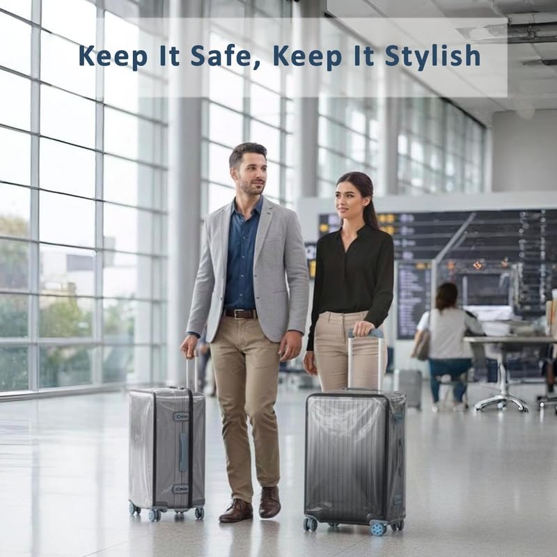 51zo367crcl Waterproof Trolley Bag Cover Set of 3/Zippered Clear PVC Transparent Suitcase Cover/Luggage Cover/Traveling Bags Cover/Trolly Bag Cover/Travel Cabin Bag Cover/Suit case Covers