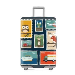 Dash Designs Luggage Covers Trolley Bag Covers Made of 300 gm Elastic Material Durable Washable Dust Proof Anti-Scratch Suitcase Cover fits - Large (26-28) inch - Multicolor Stamp