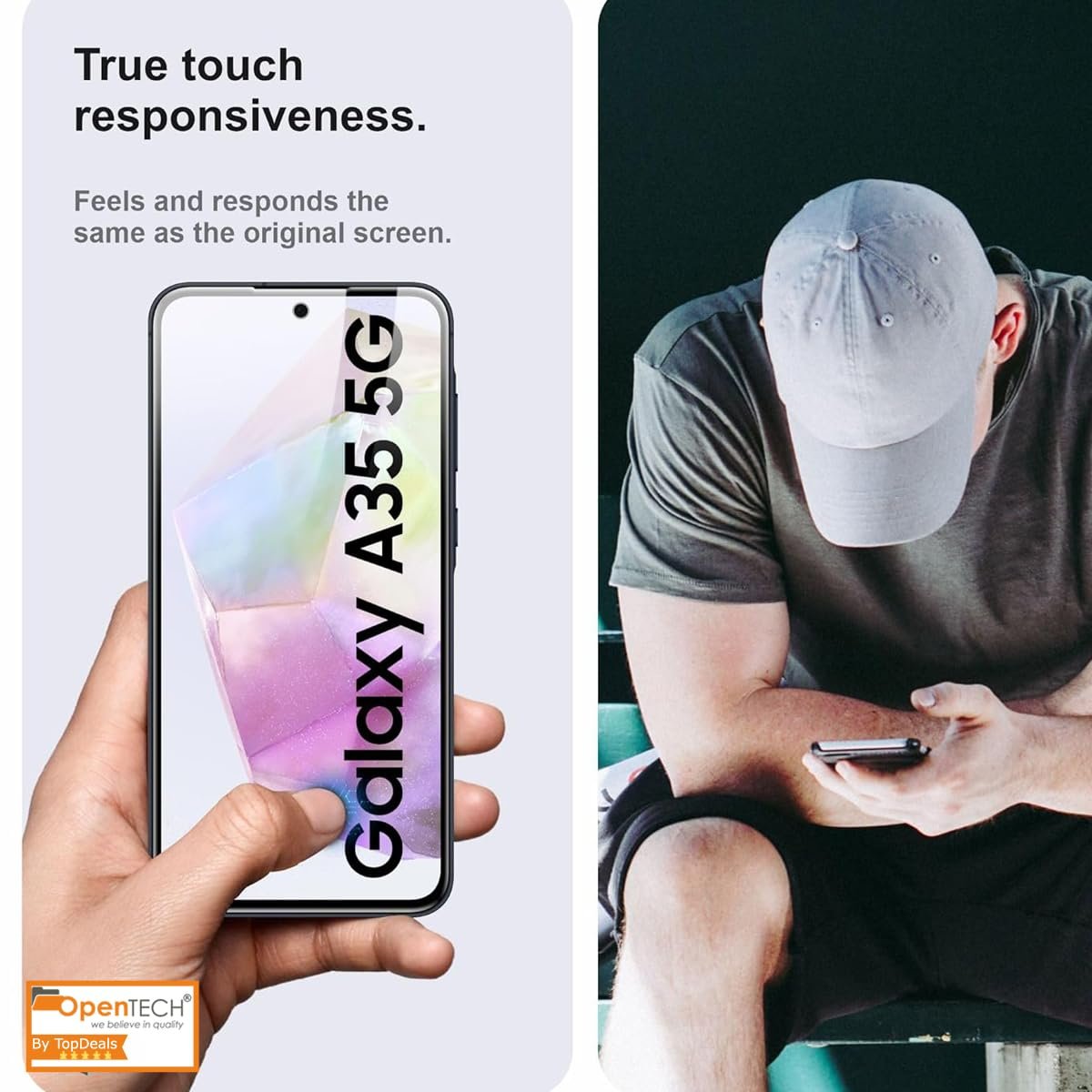 6105ixmshrl. sl1200 OpenTech® Military-Grade Tempered Glass Screen Protector Compatible For Samsung Galaxy A35 5G / Samsung Galaxy A55 5G (6.6 Inches) With Edge To Edge Coverage And Easy Installation Kit for Smartphone