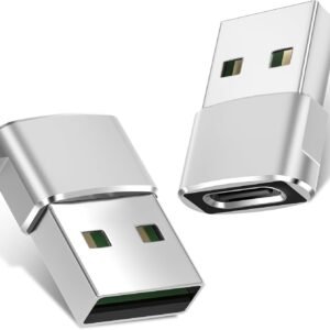rts 2 Pack Mini USB C Type C Adapter Plug, Type C Female to USB A Male Charger Charging Cable Adapter Converter Compatible for iPhone 17 16 15 14 13 Plus Pro Max Mini/11/10/XR/XS/SE 2020, iPad Air,Car