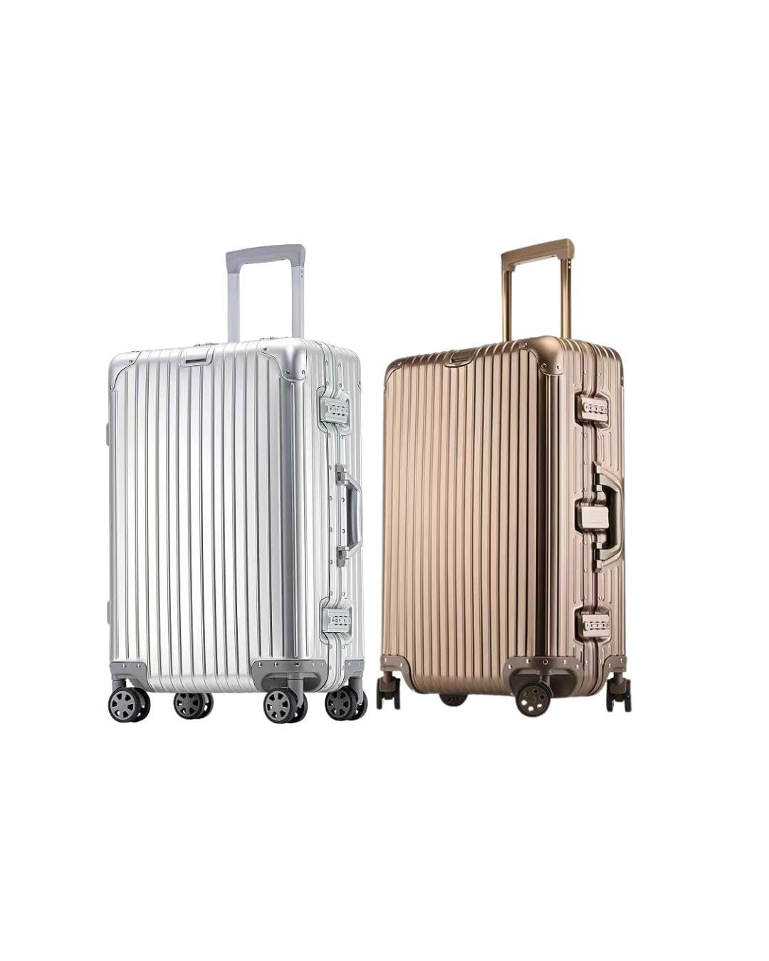 611chdda pl. sl1350 PYB Autograph 20 inch Aluminium Luggage Set of 2 – Premium Zipless Trolley Bags with TSA Lock, 8 Silent Spinner Wheels, Compression Straps, Divider – Hardcase Travel Suitcase (Silver and Gold)
