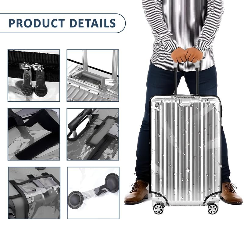 6128cv8acl Waterproof Trolley Bag Cover Set of 3/Zippered Clear PVC Transparent Suitcase Cover/Luggage Cover/Traveling Bags Cover/Trolly Bag Cover/Travel Cabin Bag Cover/Suit case Covers