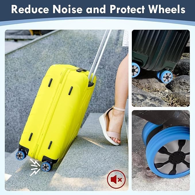 614yogipfjl YEPZY Travel Luggage Wheel Cover,Luggage Wheels Protection Covers,Silicone Suitcase Wheel Covers,Wheel Protector, Shock-Proof, Anti Scratch, for Protect Suitcase Wheels, Reduce Noise (Blue, 16)
