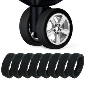 SmaringRobot Suitcase Wheel Covers, Black, 8pcs, Specifically for 8-spinner Wheels Carry on Suitcase