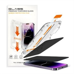 LIRAMARK Easy Fit 9H Anti-Smudge Privacy Tempered Glass Screen protector compatible with iPhone 14 Pro. Screen Guard with auto align Installation Kit for Apple iPhone 14 Pro (6.1 inch)
