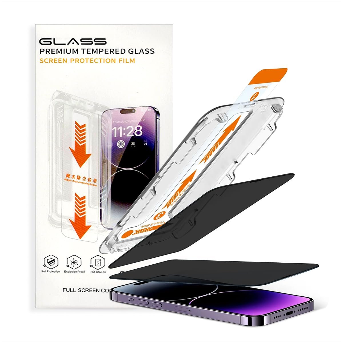 LIRAMARK Easy Fit 9H Anti-Smudge Privacy Tempered Glass Screen protector compatible with iPhone 14 Pro. Screen Guard with auto align Installation Kit for Apple iPhone 14 Pro (6.1 inch) LIRAMARK Easy Fit 9H Anti-Smudge Privacy Tempered Glass Screen protector compatible with iPhone 14 Pro. Screen Guard with auto align Installation Kit for Apple iPhone 14 Pro (6.1 inch)