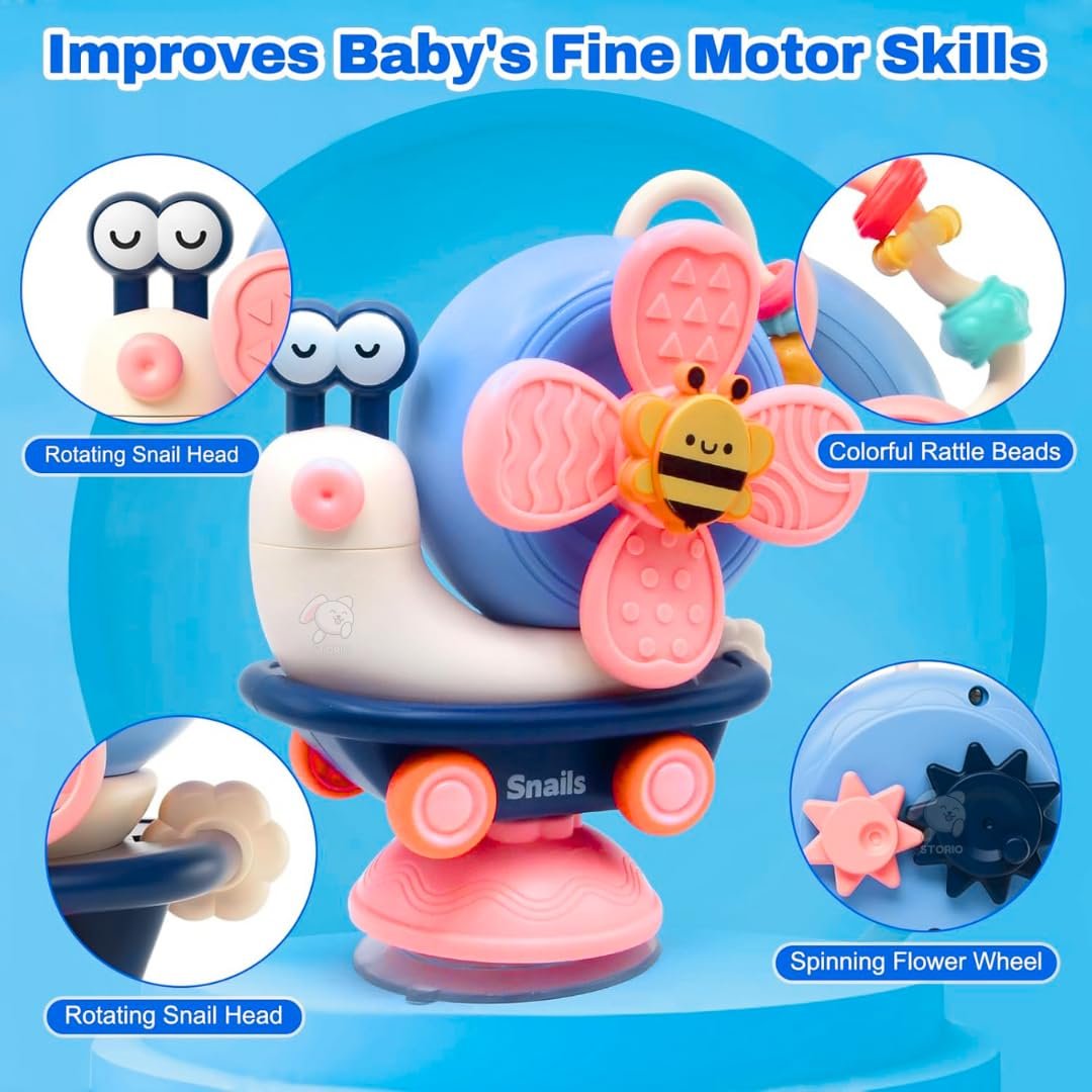 619yuexcbrl. sl1080 Storio 5-in-1 Suction Spinster Windmill Toy – Blue | Interactive Baby Toy for Bath & Play | Sensory Suction Cups Toy for Toddlers | Early Skill Development