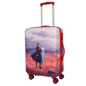 NOVEX Disney Frozen Travelling Kids Trolley Bags for Girls | Kid Spinner Luggage/Suitcase with 4 Wheels | Polycarbonate Unique Bags For Cute Girls - (Red, Blue / 22-18 Inch)