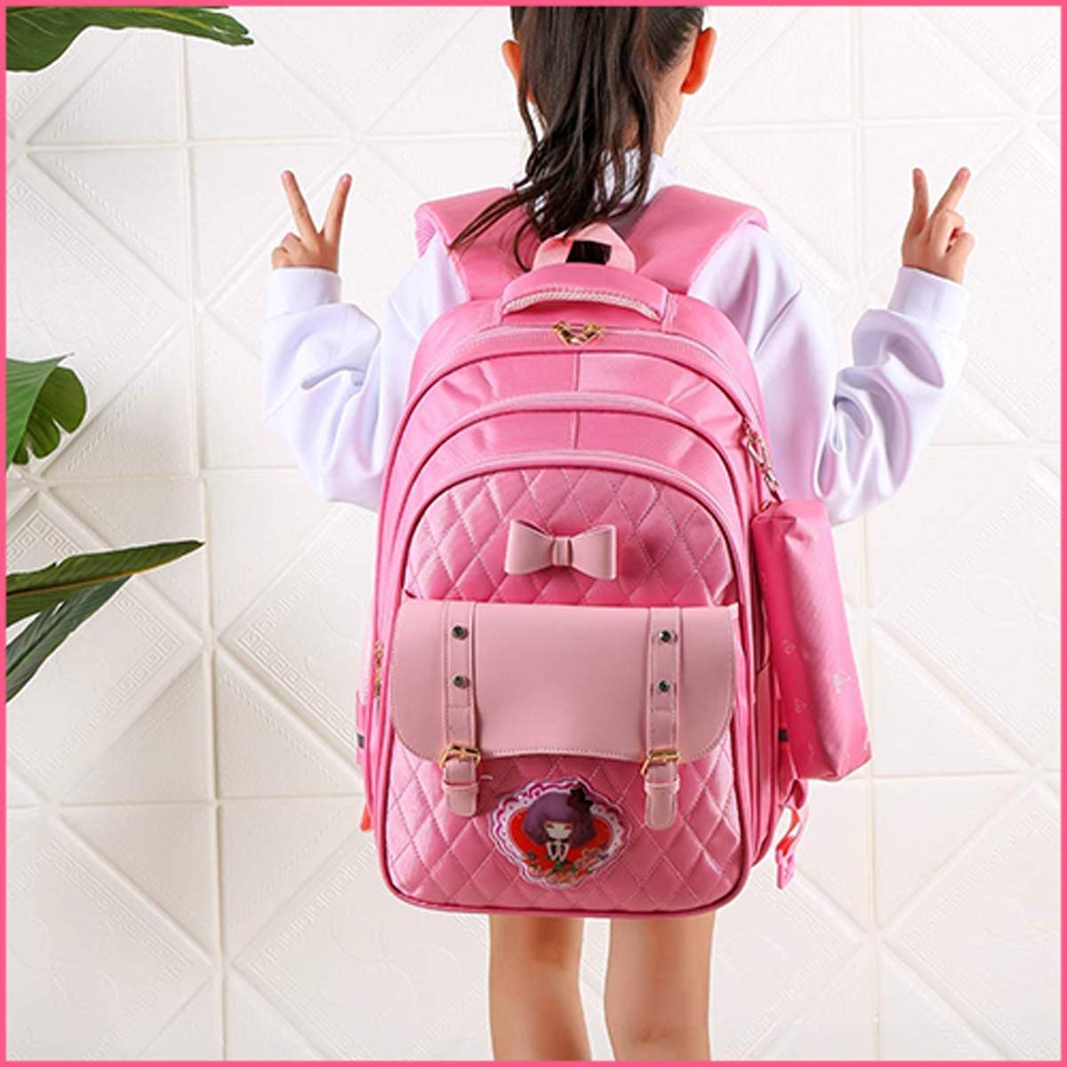 61bz3q4hvll. sl1200 Tinytot Hello Kitty Printed Design School Bag 26 Litre, Stylish & Trendy Water Resistant High Storage School Collage Travel Backpack for Boys & Girl, 18 Inch with Trolley