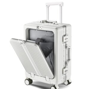 PYB Quest - Premium Zipless Aluminium Frame pc Cabin Small Trolley Bag 20 inch Laptop Compartment TSA Lock, Mobile & Cup Holder 8 noiseless 360 Degree Rotating Wheels