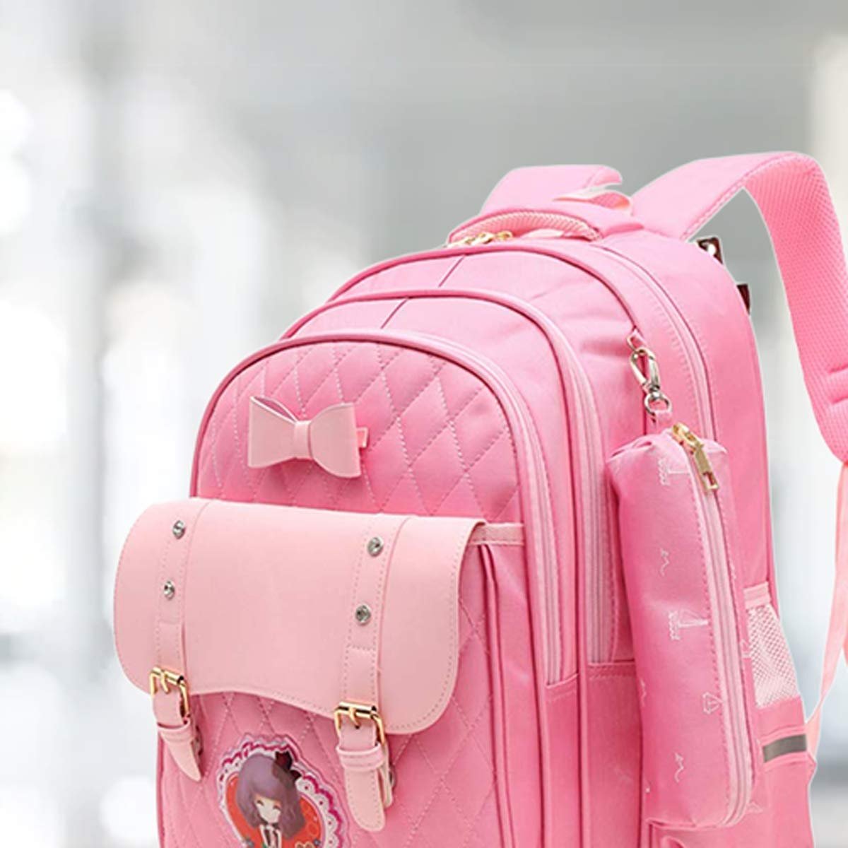 61fkzo e4zl. sl1200 Tinytot Hello Kitty Printed Design School Bag 26 Litre, Stylish & Trendy Water Resistant High Storage School Collage Travel Backpack for Boys & Girl, 18 Inch with Trolley