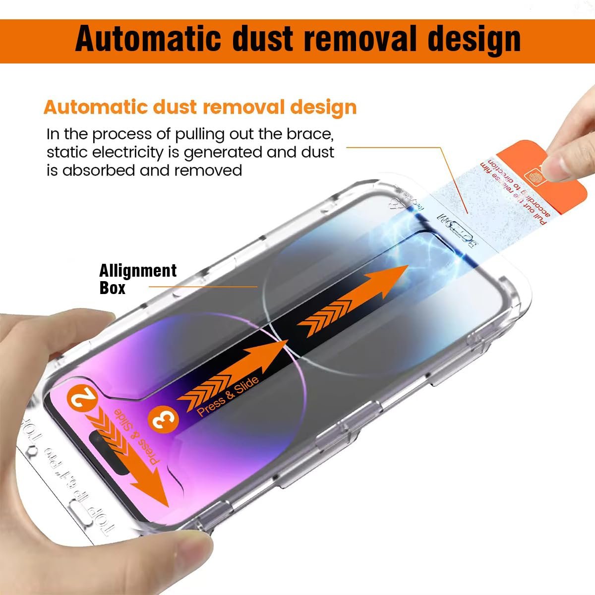 61gttn4fc5l. sl1200 1775984471 8428 LIRAMARK Easy Fit 9H Anti-Smudge Privacy Tempered Glass Screen protector compatible with iPhone 14 Pro. Screen Guard with auto align Installation Kit for Apple iPhone 14 Pro (6.1 inch)