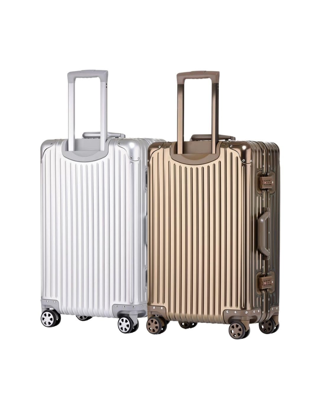 61jlr38tk3l. sl1350 PYB Autograph 20 inch Aluminium Luggage Set of 2 – Premium Zipless Trolley Bags with TSA Lock, 8 Silent Spinner Wheels, Compression Straps, Divider – Hardcase Travel Suitcase (Silver and Gold)
