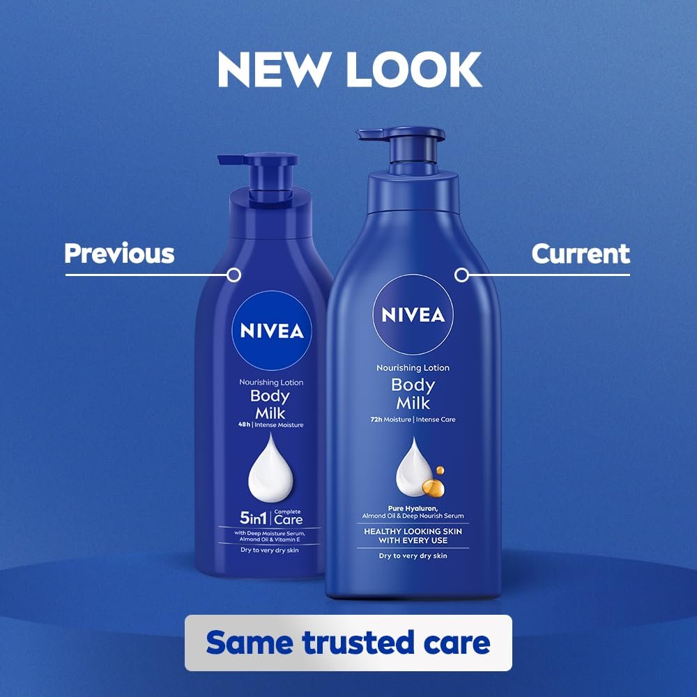 61kpyq6hkcl. sl1000 NIVEA Nourishing Body Milk 600ml Body Lotion with Hyaluronic Acid | 72Hr Hydration | Deep Moisture Care for Very Dry Skin | Enriched with Almond Oil | Smooth, Radiant & Healthy Looking Skin Care