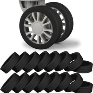 CNB Advanced Travel Luggage Wheels Covers Silicone Full Protection Covers for Most 8 Spinner Wheels Suitcases or Office Chair Caster,Durable,Mute and Shock Absorption Black Pack of 8