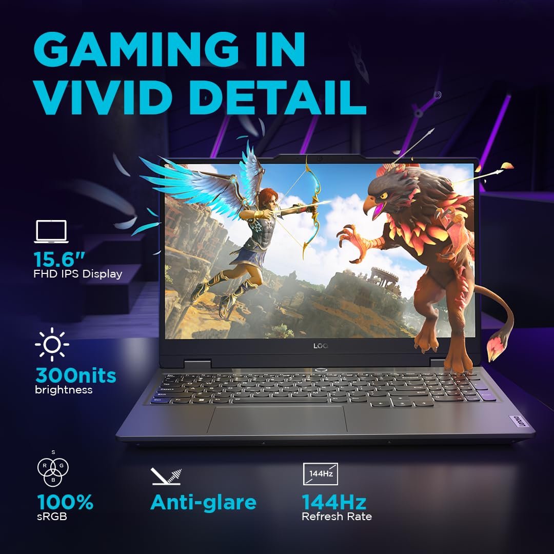 61sb2306ipl. sl1080 1776535759 2924 Lenovo LOQ AMD Ryzen 5 7235HS | NVIDIA RTX 3050A 4GB (16GB RAM/512GB SSD/144Hz Refresh Rate/15.6 (39.6cm)/Windows 11/Office Home 2024/3 Mon. Game Pass/Grey/2.4Kg), 83JC00LSIN AI Gaming Laptop
