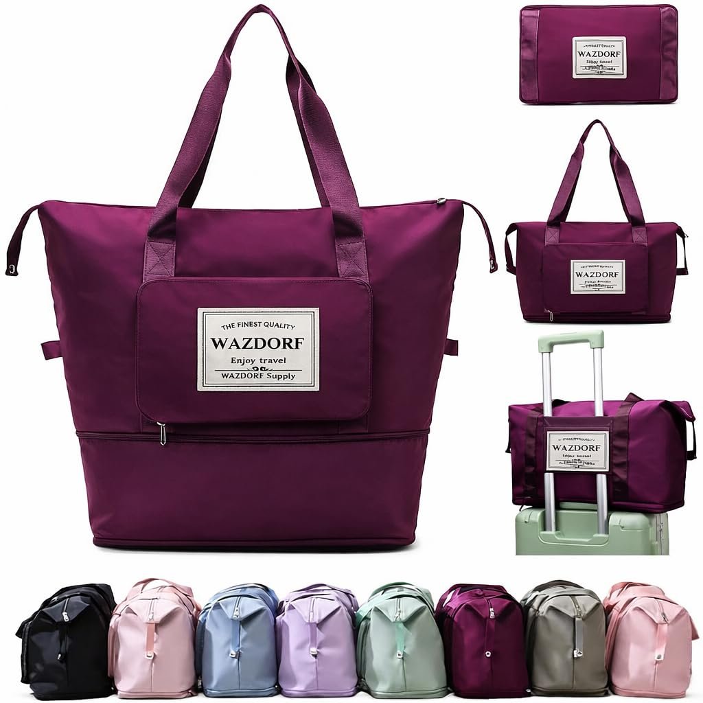Wazdorf Nylon 41 Liter Expandable Travel Bags for Women, Duffle Bags for Women Luggage, Foldable Vanity Traveling Bag, Waterproof Hand Bag for Ladies Personal Items Wazdorf Nylon 41 Liter Expandable Travel Bags for Women, Duffle Bags for Women Luggage, Foldable Vanity Traveling Bag, Waterproof Hand Bag for Ladies Personal Items
